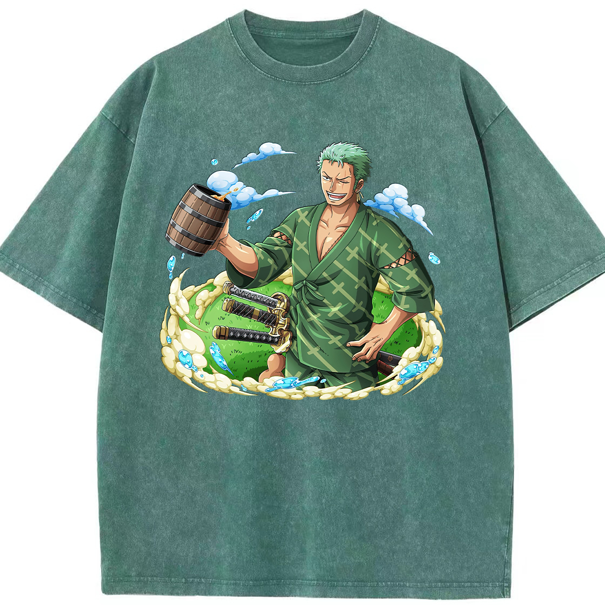 ワンピース ロロノア・ゾロ ONE PIECE Roronoa Zoro 綿100% ヴィンテージ風 半袖Tシャツ（フロントプリント）